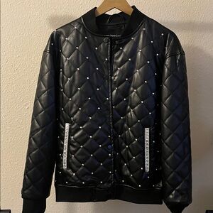 Black Quilted Jacket with Bling